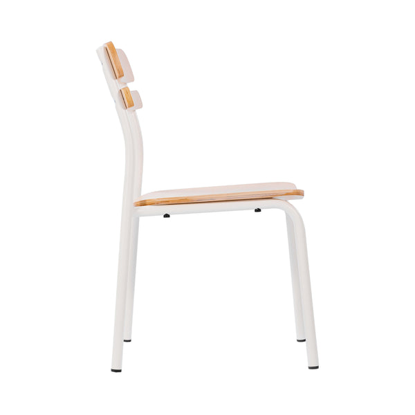 Antique White |#| Commercial Solid Wood Dining Chair with White Frame and Antique White Finish