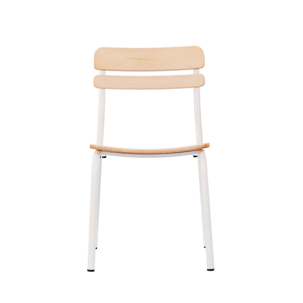Antique White |#| Commercial Solid Wood Dining Chair with White Frame and Antique White Finish