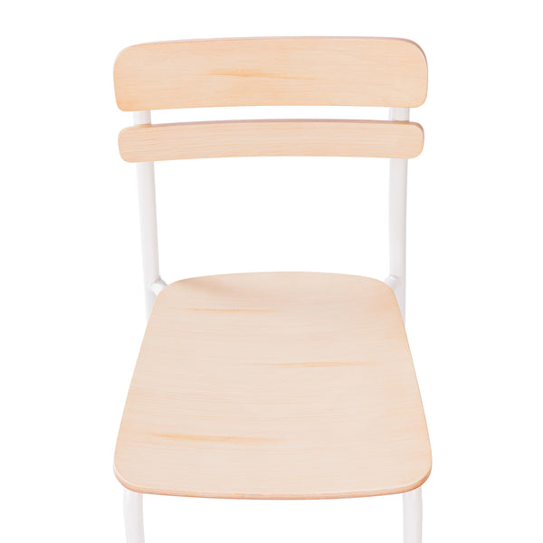 Antique White |#| Commercial Solid Wood Dining Chair with White Frame and Antique White Finish