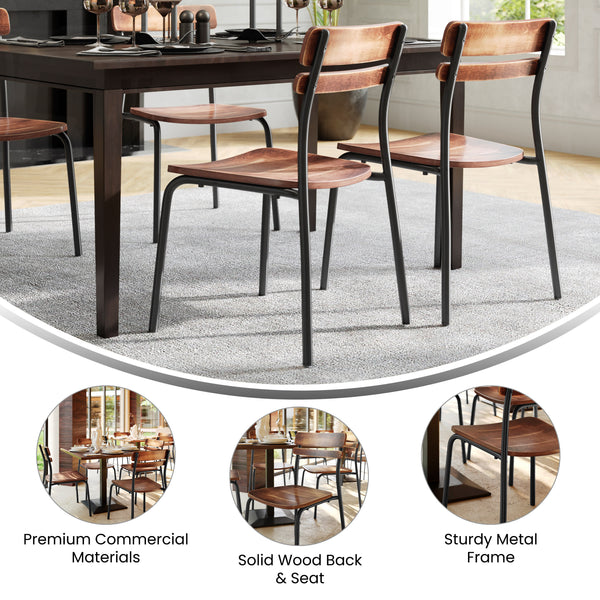Antique Copper |#| Commercial Solid Wood Dining Chair with Black Frame and Antique Copper Finish