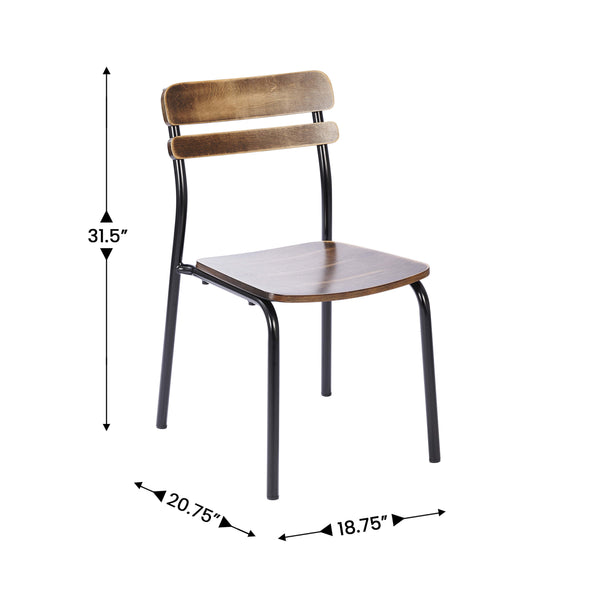 Antique Copper |#| Commercial Solid Wood Dining Chair with Black Frame and Antique Copper Finish