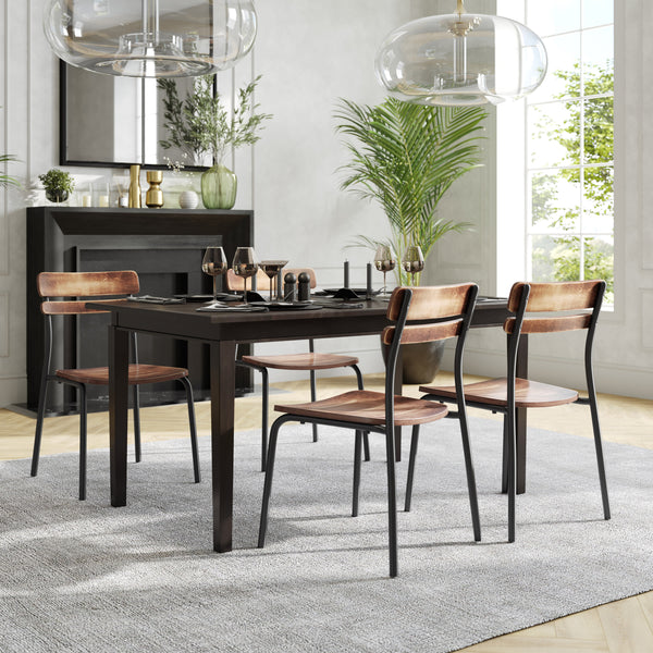 Antique Copper |#| Commercial Solid Wood Dining Chair with Black Frame and Antique Copper Finish
