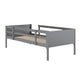 Gray,Twin |#| Twin Over Twin Convertible Slatted Solid Wood Bunk Bed Frame for Kids in Gray