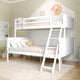 White,Full |#| Twin Over Full Convertible Slatted Solid Wood Bunk Bed Frame for Kids in White