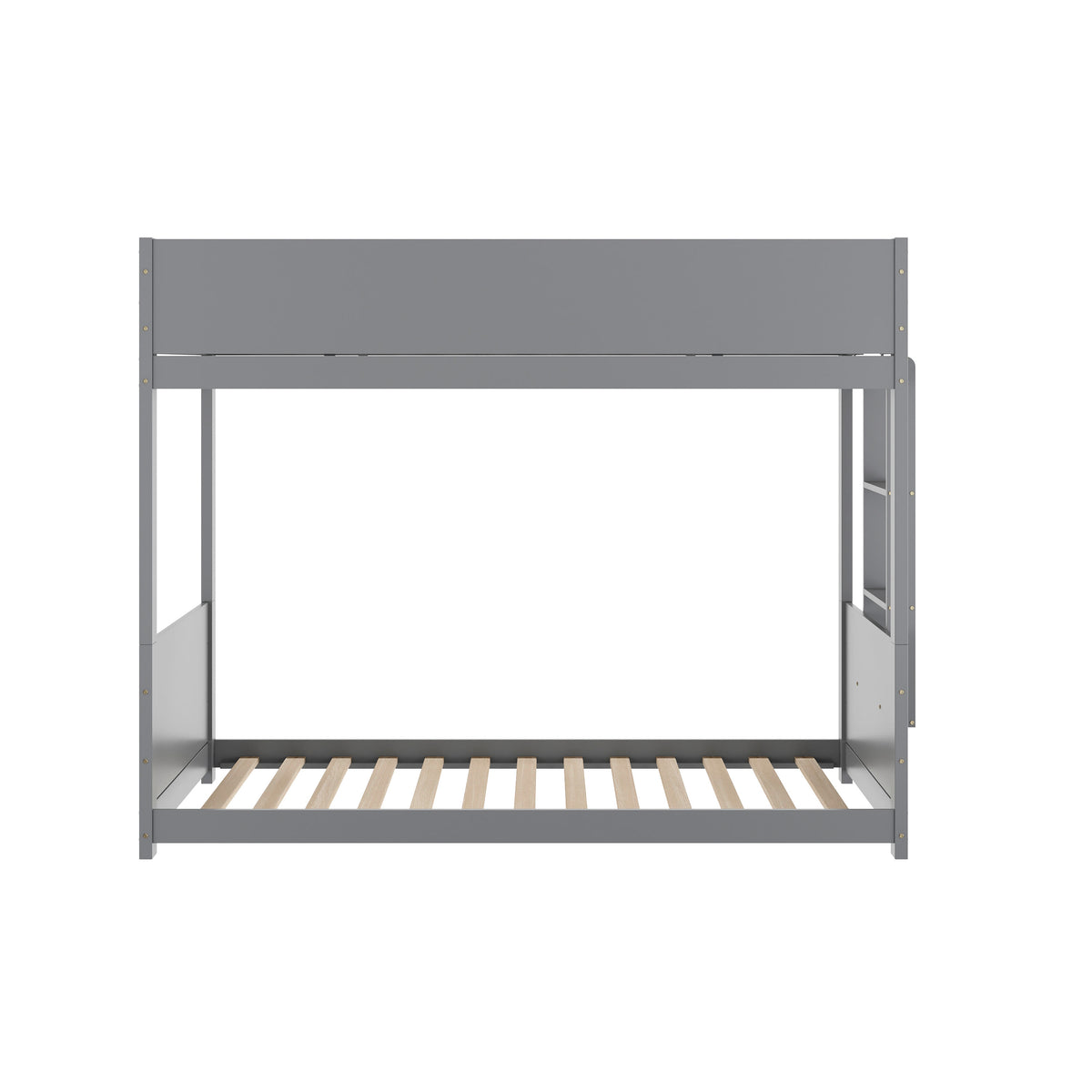 Gray |#| Twin Over Twin Convertible Solid Wood Bunk Bed Frame for Kids in Gray