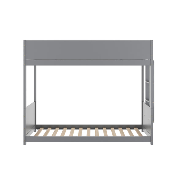 Gray |#| Twin Over Twin Convertible Solid Wood Bunk Bed Frame for Kids in Gray