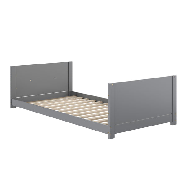 Gray |#| Twin Over Twin Convertible Solid Wood Bunk Bed Frame for Kids in Gray