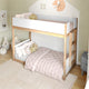 White/Natural |#| Twin Over Twin Convertible Solid Wood Bunk Bed Frame for Kids in White/Natural