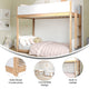 White/Natural |#| Twin Over Twin Convertible Solid Wood Bunk Bed Frame for Kids in White/Natural