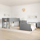 Gray |#| Twin Over Twin Convertible Solid Wood Bunk Bed Frame for Kids in Gray