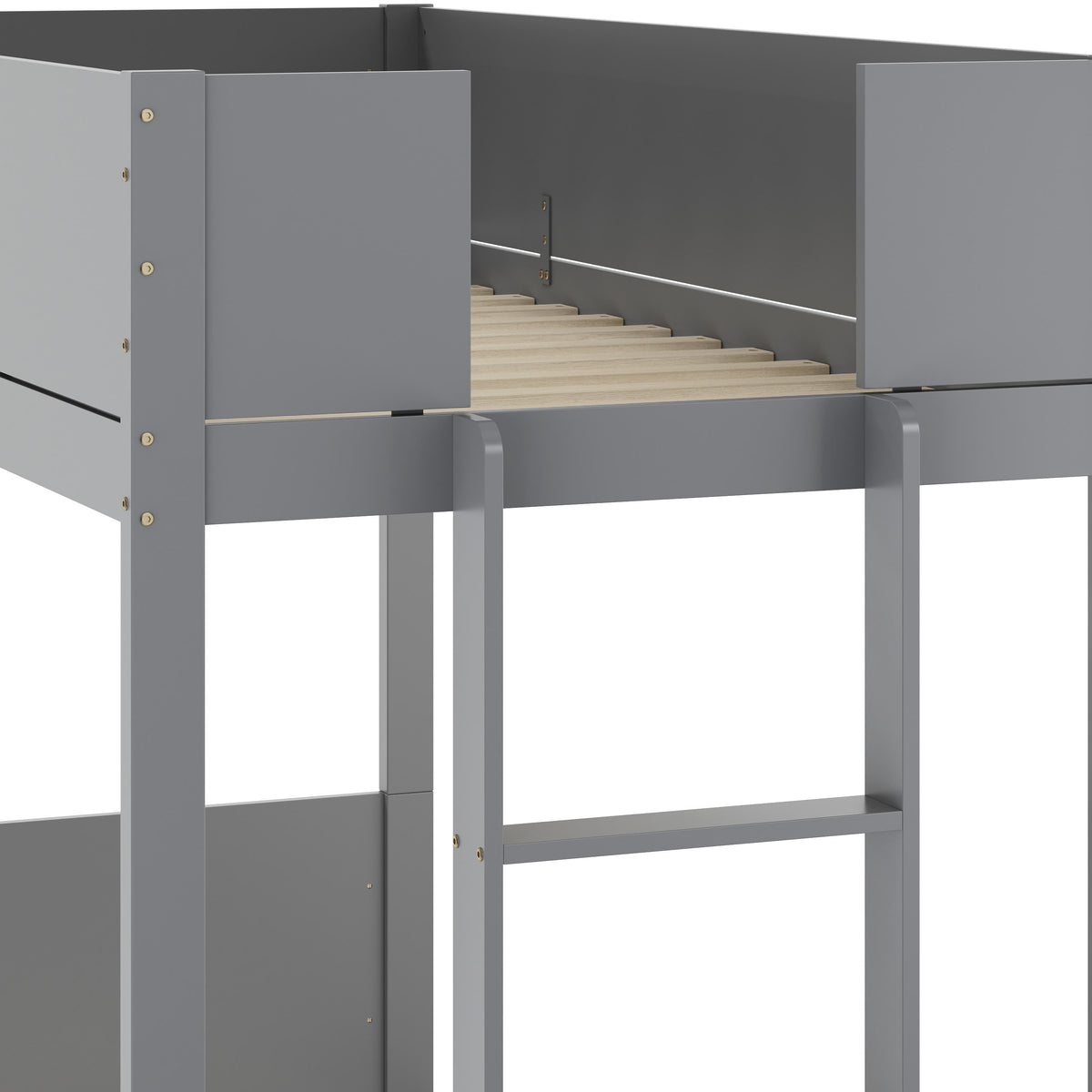 Gray |#| Twin Over Twin Convertible Solid Wood Bunk Bed Frame for Kids in Gray