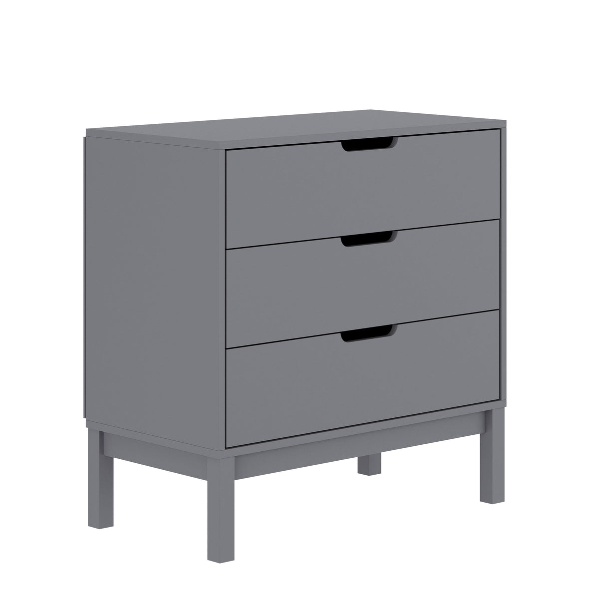 Gray |#| Wooden 3-Drawer Dresser with Smooth Bearing Slides for Kids Bedroom in Gray
