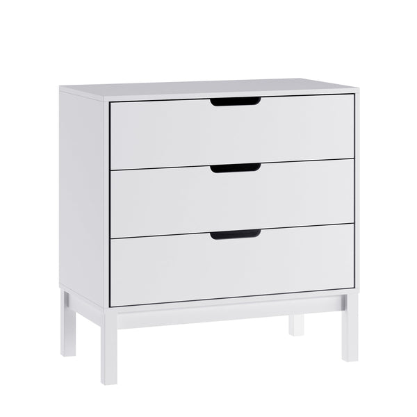 White |#| Wooden 3-Drawer Dresser with Smooth Bearing Slides for Kids Bedroom in White