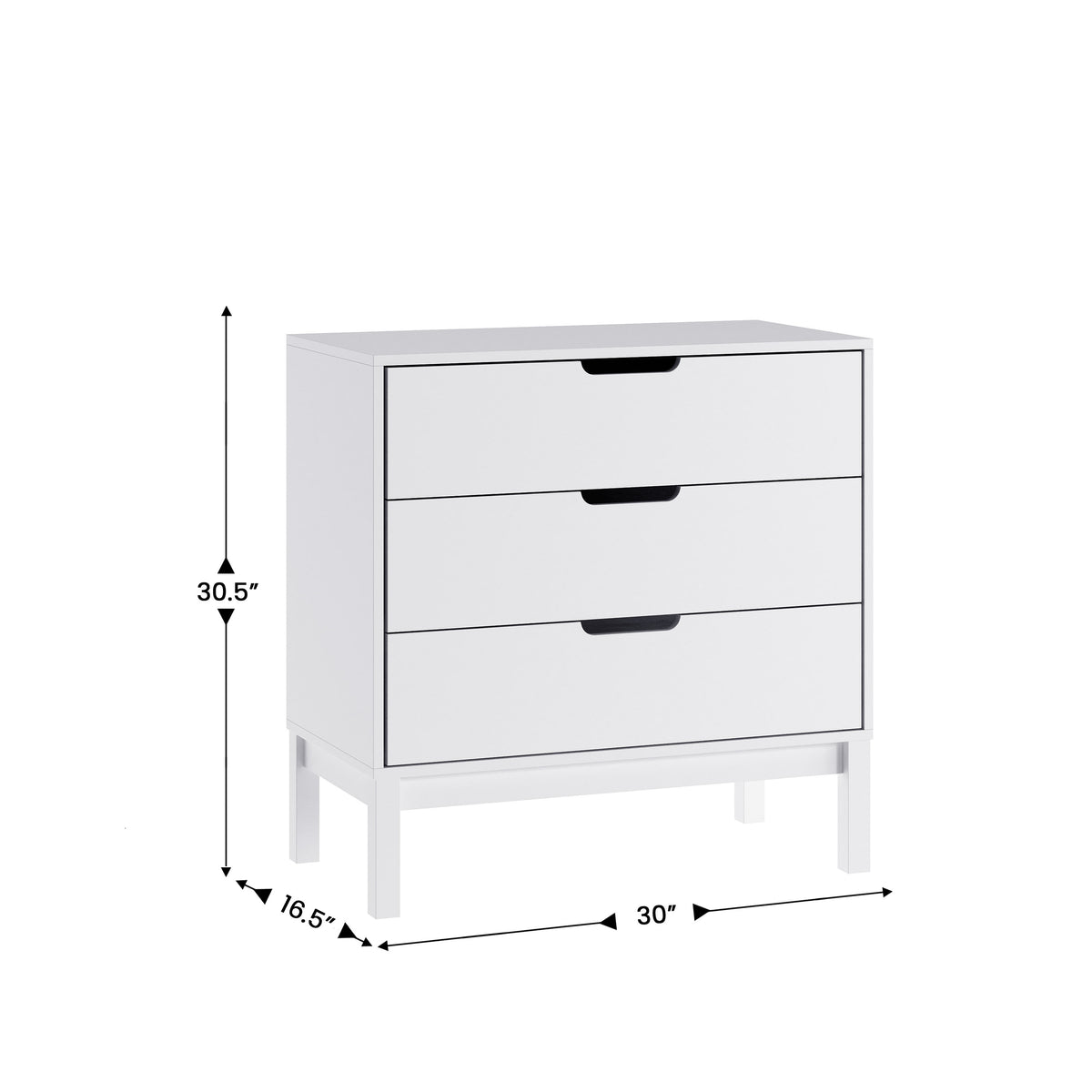 White |#| Wooden 3-Drawer Dresser with Smooth Bearing Slides for Kids Bedroom in White