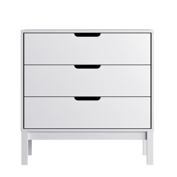 White |#| Wooden 3-Drawer Dresser with Smooth Bearing Slides for Kids Bedroom in White