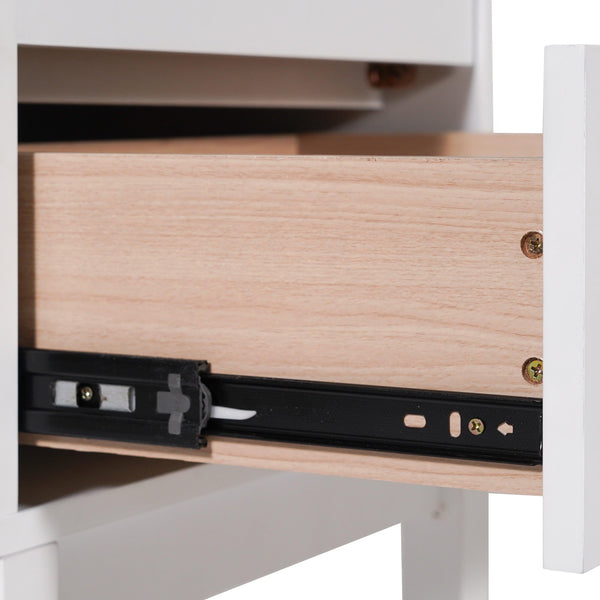 White |#| Wooden 3-Drawer Dresser with Smooth Bearing Slides for Kids Bedroom in White