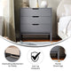 Gray |#| Wooden 3-Drawer Dresser with Smooth Bearing Slides for Kids Bedroom in Gray