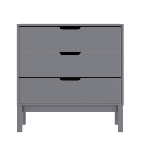 Gray |#| Wooden 3-Drawer Dresser with Smooth Bearing Slides for Kids Bedroom in Gray
