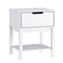 White |#| Wooden Night Stand for Kids Bedroom with Storage Drawer and Shelf in White