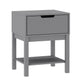 Gray |#| Wooden Night Stand for Kids Bedroom with Storage Drawer and Shelf in Gray