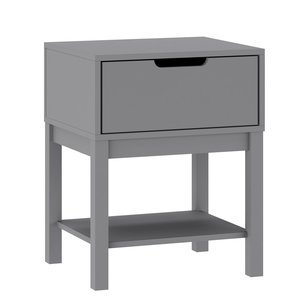 Gray |#| Wooden Night Stand for Kids Bedroom with Storage Drawer and Shelf in Gray
