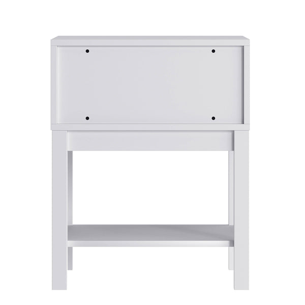 White |#| Wooden Night Stand for Kids Bedroom with Storage Drawer and Shelf in White