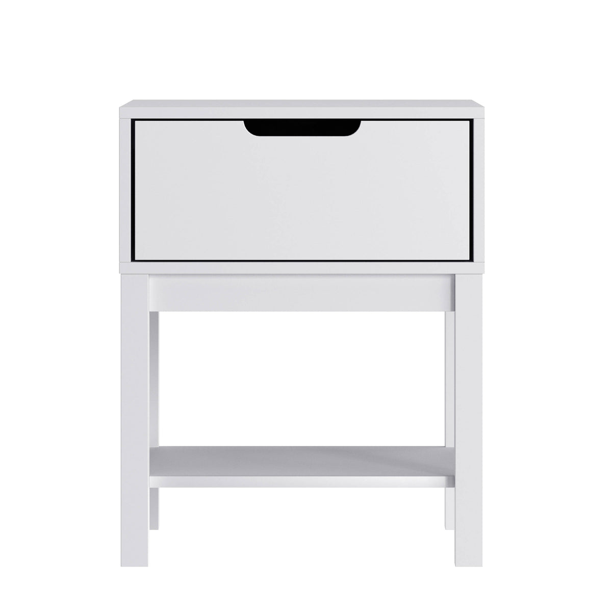 White |#| Wooden Night Stand for Kids Bedroom with Storage Drawer and Shelf in White