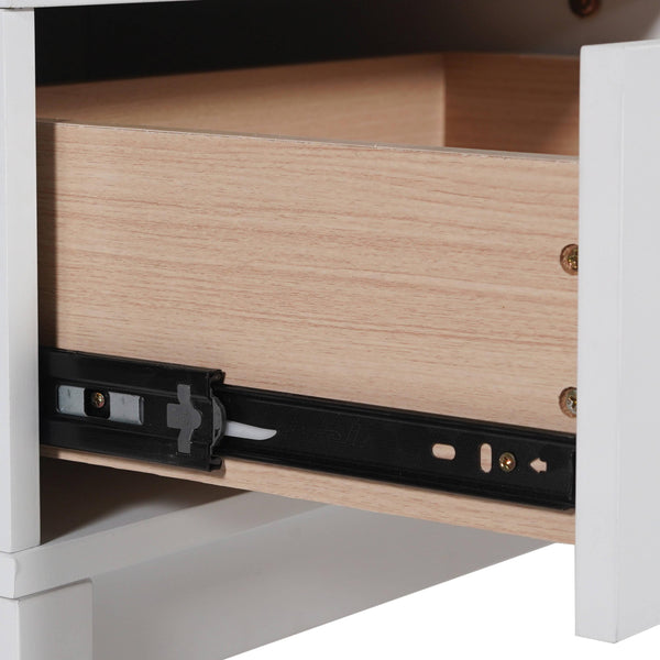 White |#| Wooden Night Stand for Kids Bedroom with Storage Drawer and Shelf in White
