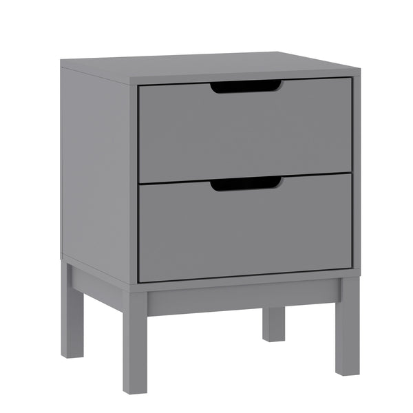 Gray |#| Wooden Night Stand for Kids Bedroom with 2 Storage Drawers in Gray