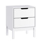 White |#| Wooden Night Stand for Kids Bedroom with 2 Storage Drawers in White