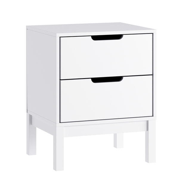 White |#| Wooden Night Stand for Kids Bedroom with 2 Storage Drawers in White