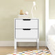 White |#| Wooden Night Stand for Kids Bedroom with 2 Storage Drawers in White