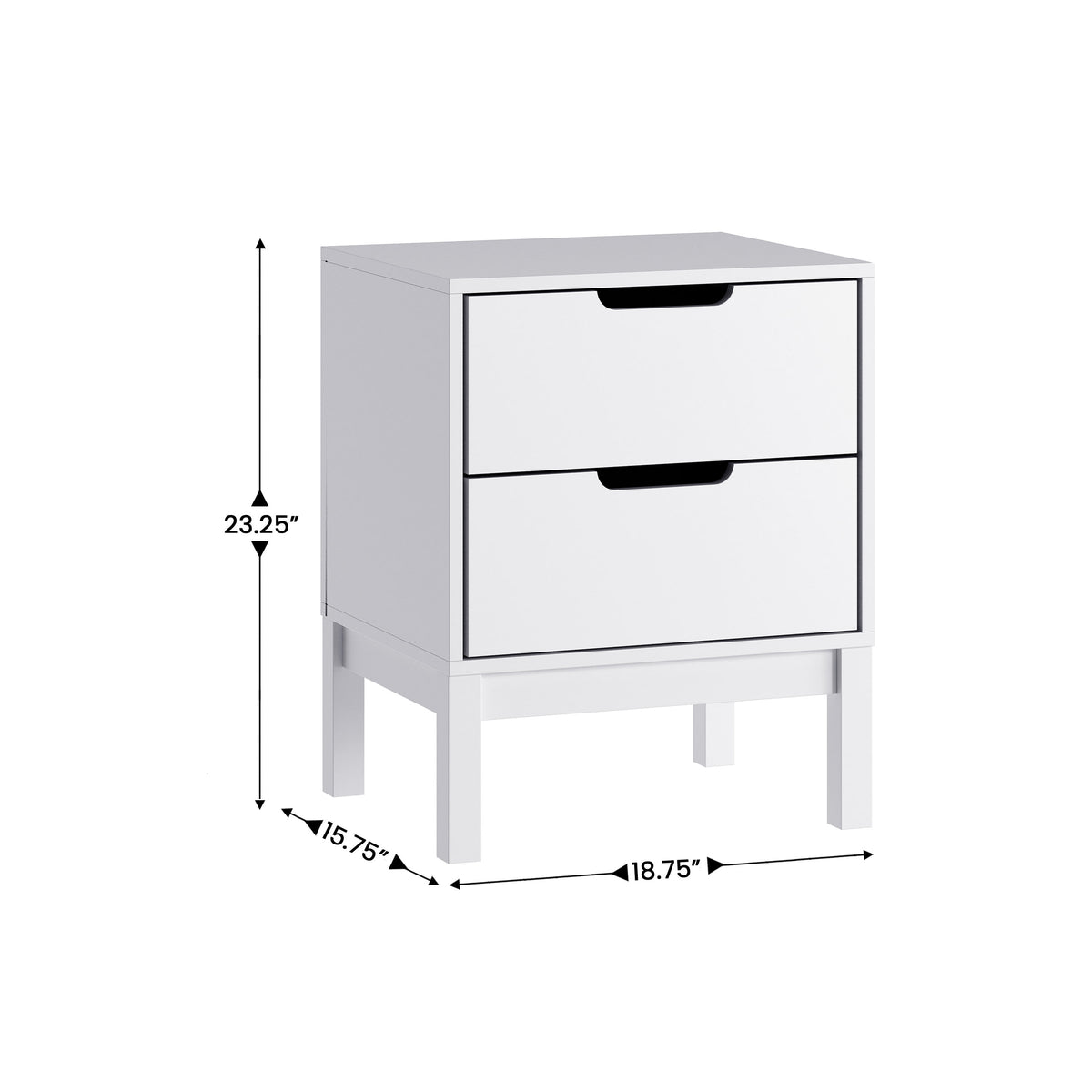White |#| Wooden Night Stand for Kids Bedroom with 2 Storage Drawers in White