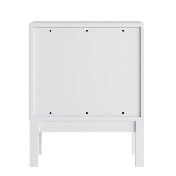 White |#| Wooden Night Stand for Kids Bedroom with 2 Storage Drawers in White