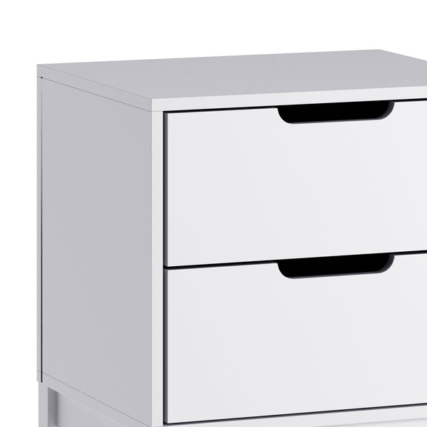 White |#| Wooden Night Stand for Kids Bedroom with 2 Storage Drawers in White