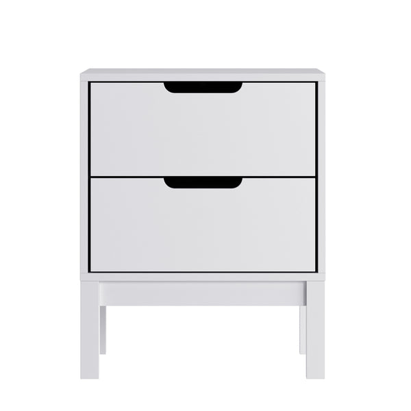 White |#| Wooden Night Stand for Kids Bedroom with 2 Storage Drawers in White