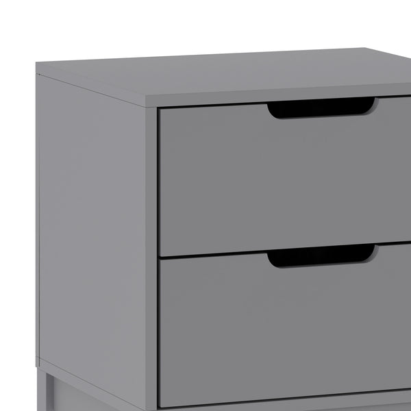 Gray |#| Wooden Night Stand for Kids Bedroom with 2 Storage Drawers in Gray