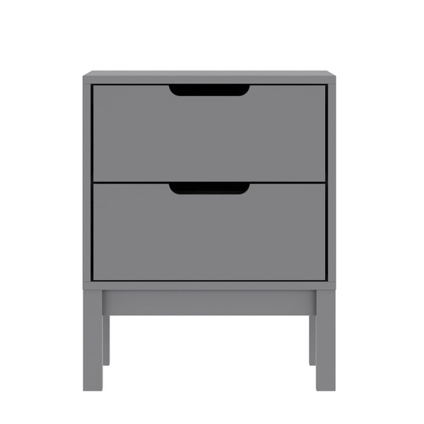 Gray |#| Wooden Night Stand for Kids Bedroom with 2 Storage Drawers in Gray