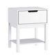White |#| Wooden Night Stand for Kids Bedroom with Storage Drawer and Shelf in White