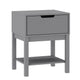 Gray |#| Wooden Night Stand for Kids Bedroom with Storage Drawer and Shelf in Gray