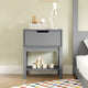 Gray |#| Wooden Night Stand for Kids Bedroom with Storage Drawer and Shelf in Gray