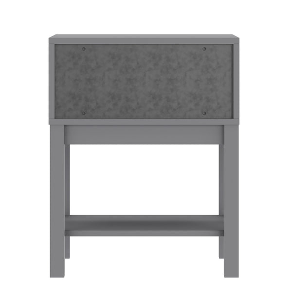 Gray |#| Wooden Night Stand for Kids Bedroom with Storage Drawer and Shelf in Gray