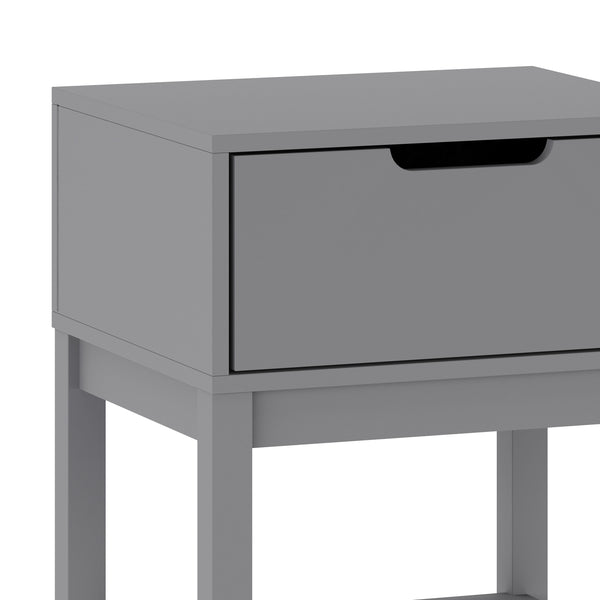 Gray |#| Wooden Night Stand for Kids Bedroom with Storage Drawer and Shelf in Gray