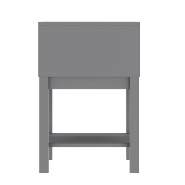 Gray |#| Wooden Night Stand for Kids Bedroom with Storage Drawer and Shelf in Gray