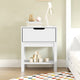 White |#| Wooden Night Stand for Kids Bedroom with Storage Drawer and Shelf in White