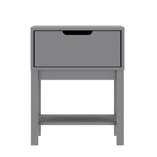 Gray |#| Wooden Night Stand for Kids Bedroom with Storage Drawer and Shelf in Gray