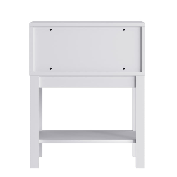 White |#| Wooden Night Stand for Kids Bedroom with Storage Drawer and Shelf in White