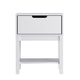 White |#| Wooden Night Stand for Kids Bedroom with Storage Drawer and Shelf in White
