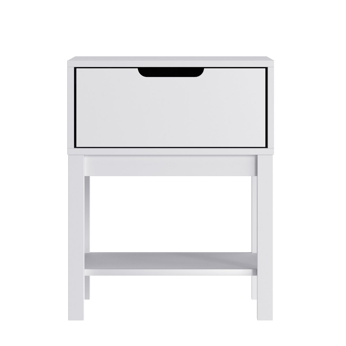 White |#| Wooden Night Stand for Kids Bedroom with Storage Drawer and Shelf in White