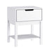 Dallas Wooden Night Stand, Bedroom Side Table with Storage Drawer and Shelf for Kids